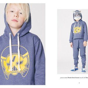 Shampoodle Thunder Cat Sweatshirt Hoodie Blue Yellow 3 to 4 year organic cotton